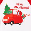 Christmas Tree Car Santa and Letter Print Family Matching Red Raglan Long-sleeve Pajamas Sets (Flame Resistant) Red/White