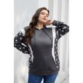 Women Plus Size Elegant Stars Print Drawstring Hoodie Sweatshirt Dark Grey
