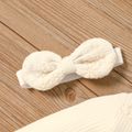 2pcs Baby Girl Solid Waffle Long-sleeve Splicing Lace Bowknot Jumpsuit Set Beige image 5
