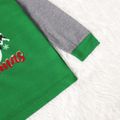 Christmas Snowman and Letters Print Green Family Matching Long-sleeve Pajamas Sets (Flame Resistant) Green image 3
