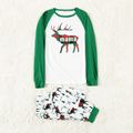 Christmas Reindeer and Letter Print Green Family Matching Long-sleeve Pajamas Set (Flame Resistant) Green/White