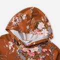 All Over Floral Print Brown Long-sleeve Hoodies for Mom and Me Brown