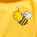 2-piece Toddler Ruffled Bee Print Twist Front Hoodie Sweatshirt and Elasticized Solid Color Pants Set Yellow