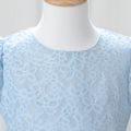 Kid Girl Short Puff-sleeve Lace Design Bronzing Print Mesh Princess Party Dress Sky blue image 3