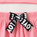 2-piece Kid Girl Letter Print Pink Sweatshirt and Bowknot Design Skirt Set Pink