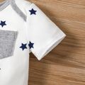 Baby Boy/Girl Stars/Striped Short-sleeve Romper White
