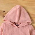 Toddler Girl Cable Knit Textured Hooded Long-sleeve Dress Pink