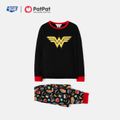 Justice League Family Matching Super Hero Top and Allover Pants Pajamas Sets Black