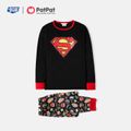 Justice League Family Matching Super Hero Top and Allover Pants Pajamas Sets Black
