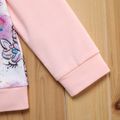 2-piece Kid Girl Unicorn Print Raglan Sleeve Sweatshirt and Pink Pants Set Multi-color