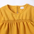 Kid Girl Smocked Ruffled Long-sleeve Solid Color Blouse Yellow image 3