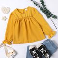 Kid Girl Smocked Ruffled Long-sleeve Solid Color Blouse Yellow image 1