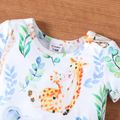 Baby Boy/Girl All Over Cartoon Animal Print Short-sleeve Romper Colorful image 4
