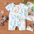 Baby Boy/Girl All Over Cartoon Animal Print Short-sleeve Romper Colorful image 5