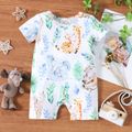 Baby Boy/Girl All Over Cartoon Animal Print Short-sleeve Romper Colorful image 1