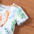 Baby Boy/Girl All Over Cartoon Animal Print Short-sleeve Romper Colorful image 3