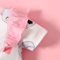 Baby Girl All Over Cartoon Koala Print Short-sleeve Splicing Pink Ruffle Snap Jumpsuit ColorBlock