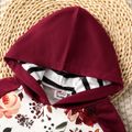 2-piece Toddler Girl Floral Print Striped Hoodie Sweatshirt and Elasticized Burgundy Pants Set Burgundy