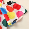 2-piece Toddler Girl Colorful Polka dots Off Shoulder Strap Tee and Elasticized Denim Shorts Set Colorful