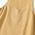 Kid Boy/Kid Girl Solid Color Pocket Design Overalls Yellow