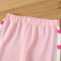 Kid Girl Side Heart Print Elasticized Colorblock Pants Light Pink