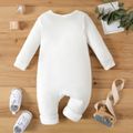 Baby Boy/Girl Love Heart and Letter Print Long-sleeve Jumpsuit White