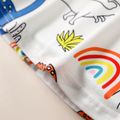 Toddler Girl Dinosaur Rainbow Cactus Print Short-sleeve Dress White