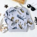 Toddler Boy Letter Animal Dinosaur Print Pullover Sweatshirt Light Grey