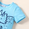 Baby Boy Stripe/Dinosaur Print Short-sleeve Romper Blue image 3