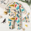 2pcs Dinosaur Allover Footed/footie Long-sleeve Beige Baby Jumpsuit with Hat Baby Set Beige