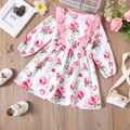 Toddler Girl Ruffled Floral Print Long-sleeve Dress Pink