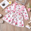 Toddler Girl Ruffled Floral Print Long-sleeve Dress Pink