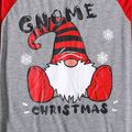 Christmas Gnome and Letter Print Family Matching Red Raglan Long-sleeve Striped Pajamas Sets (Flame Resistant) Red