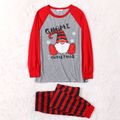 Christmas Gnome and Letter Print Family Matching Red Raglan Long-sleeve Striped Pajamas Sets (Flame Resistant) Red