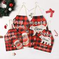Christmas Buffalo Plaid Elk Bear and Letter Print Apron for Mom and Me Red
