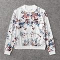 Floral Print White Long-sleeve Zip Jackets for Mom and Me White