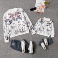 Floral Print White Long-sleeve Zip Jackets for Mom and Me White