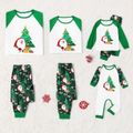 Christmas Santa and Tree Print Green Family Matching Long-sleeve Pajamas Sets (Flame Resistant) Green/White