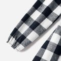 Sibling Matching Black and White Plaid Long-sleeve Splicing Hooded Sets PLAID