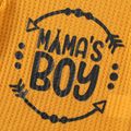 2pcs Baby Boy Letter Print Waffle Short-sleeve Top and Shorts Set Ginger