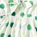Toddler Girl Polka dots Twist Knot Hollow out Button Design Cami Dress Emerald