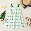 Toddler Girl Polka dots Twist Knot Hollow out Button Design Cami Dress Emerald