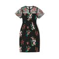 All Over Floral Embroidered Black Mesh Short-sleeve Bodycon Dress for Mom and Me Black image 3