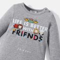 Friends Baby Boy/Girl Cotton Graphic Long-sleeve Jumpsuit Grey