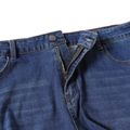Women Plus Size Casual Side Embroidered Denim Jeans Blue