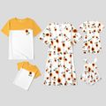Family Matching All Over Sunflowers Floral Print Short-sleeve Dresses and Colorblock T-shirts Sets White image 2