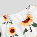 Family Matching All Over Sunflowers Floral Print Short-sleeve Dresses and Colorblock T-shirts Sets White image 4