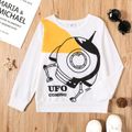 Kid Boy Letter UFO Print Pullover Sweatshirt White