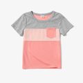 Family Matching Pink Lace V Neck Sleeveless Ruffle Dresses and Colorblock T-shirts Sets incarnadinepink