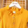 Kid Girl Ruffle Collar Floral Print Button Design Flutter-sleeve Dress Yellow image 3